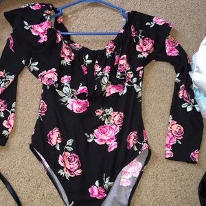 Flowered body suit